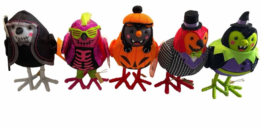 Target Hyde & EEK Featherly Friends Halloween Birds 2024 Set of 5 Decor NEW NWT
